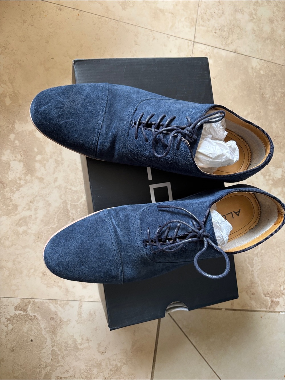 Aldo Men's Navy Suede Lace-Up Oxfords